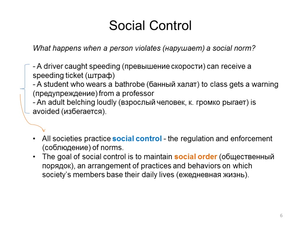 Social Control 6 What happens when a person violates (нарушает) a social norm? -